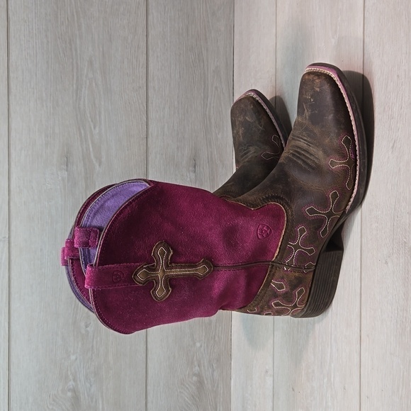 Ariat Womens 10011892 Suede Square Toe Western Hobo boho Boots shoes sz 5 - Picture 1 of 12